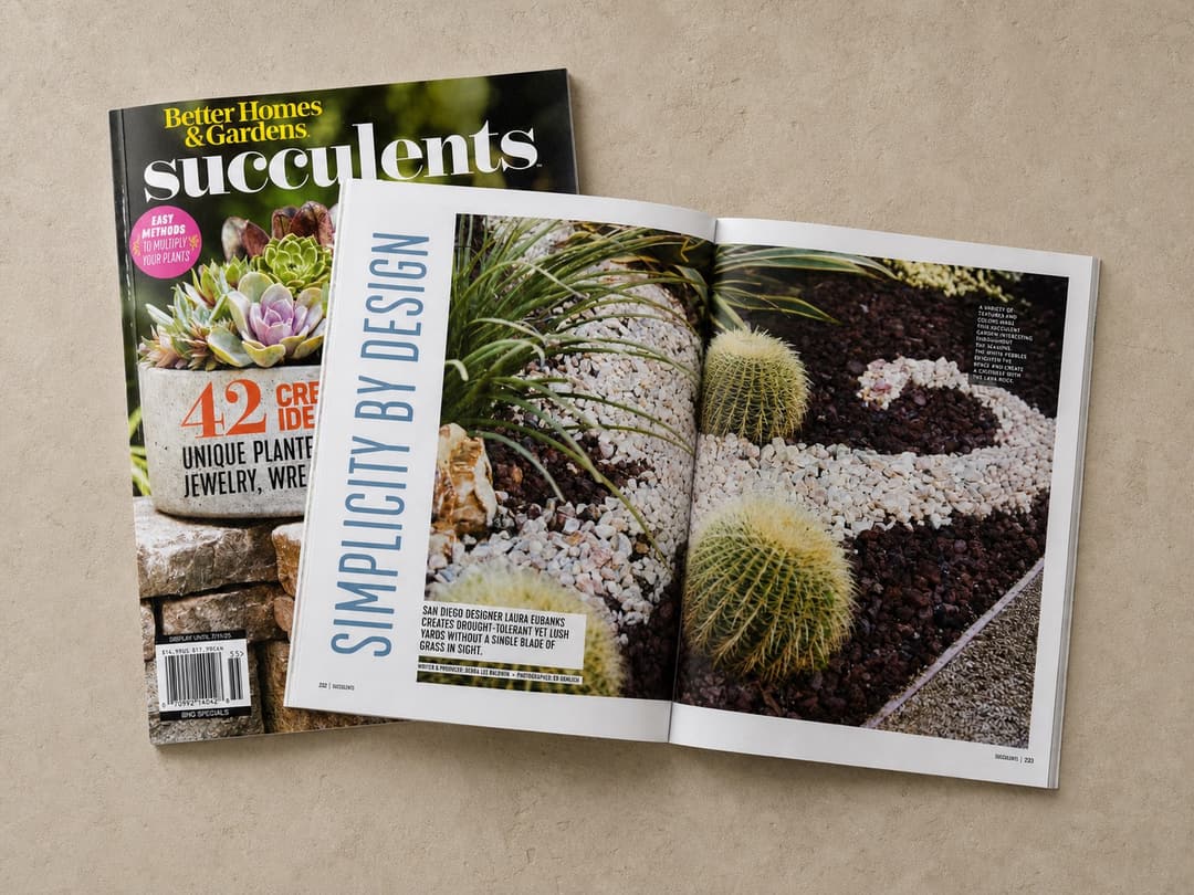 The Better Homes & Gardens Succulents special issue, open to the Simplicity by Design feature on Laura Eubanks